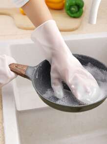 1 đôi Găng tay gia dụng màu ngẫu nhiên không thấm nước - Nhiều màu - Xem 5