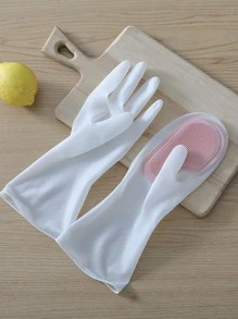 1 đôi Găng tay gia dụng màu ngẫu nhiên không thấm nước - Nhiều màu - Xem 7