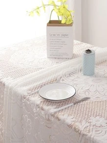 1 pieza Mantel con bordado de flor - Blanco - Ver 8