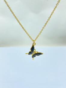 Butterfly Charm Necklace - Yellow Gold - View 1