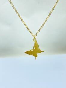 Butterfly Charm Necklace - Yellow Gold - View 2