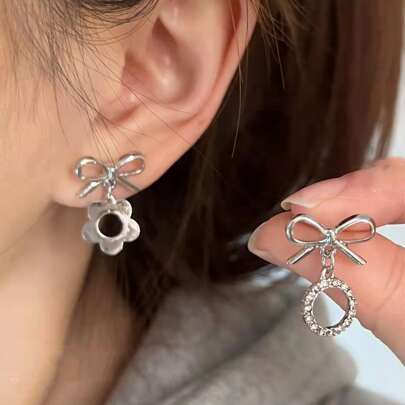 Bow & Flower Drop Earrings