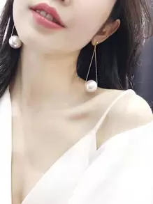 Bông tai trang trí ngọc trai giả - Vàng - Xem 1