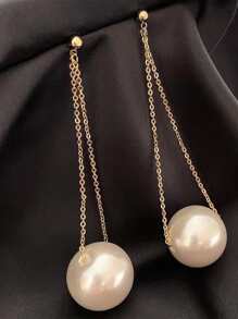 Bông tai trang trí ngọc trai giả - Vàng - Xem 2