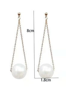 Bông tai trang trí ngọc trai giả - Vàng - Xem 3