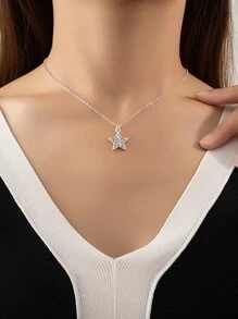 Vòng cổ quyến rũ ngôi sao rhinestone - Bạc - Xem 1