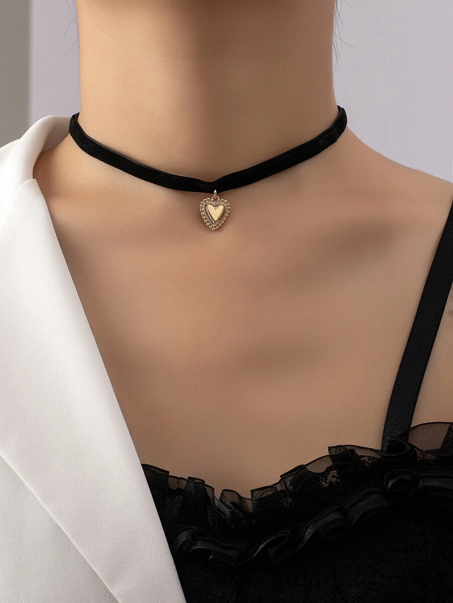 Heart Charm Choker - Multicolor - View 1