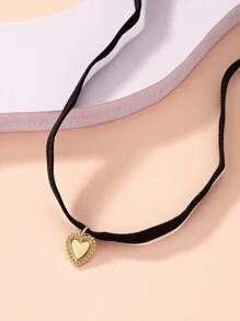 Heart Charm Choker - Multicolor - View 3