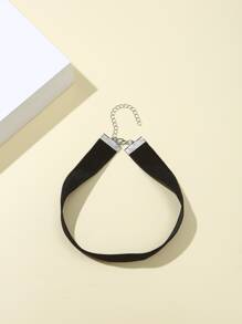 Minimalist Solid Choker Goth Punk Jewelry - Black - View 2
