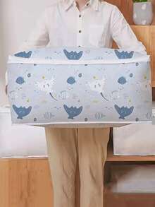 1 pieza Bolsa de almacenamiento de edredón con estampado de dibujos animados - Azul - Ver 3