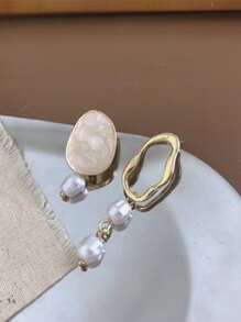 Faux Pearl Decor Mismatched Earrings - Multicolor - View 2