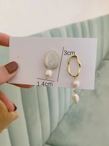 Faux Pearl Decor Mismatched Earrings - Multicolor - View 3