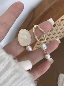 Faux Pearl Decor Mismatched Earrings - Multicolor - View 4