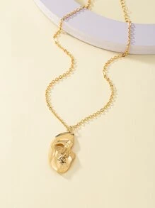 Mask Charm Necklace - Yellow Gold - View 2