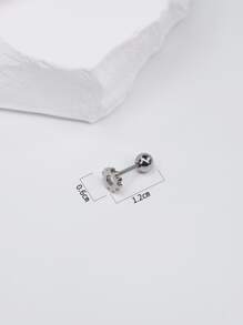 1pc Stainless Steel Gear Shaped Simple & Fashionable Stud Earring For Both Men And Women Daily Wear - Silver - View 5