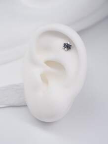 1入組素色不銹鋼簡約風和時尚聖誕雪花形狀耳釘適用於女士日常穿著 - 銀色 - 查看 2