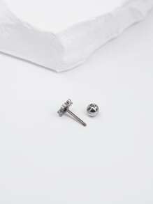 1入組素色不銹鋼簡約風和時尚聖誕雪花形狀耳釘適用於女士日常穿著 - 銀色 - 查看 3