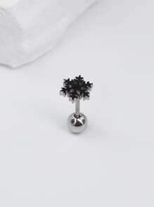 1入組素色不銹鋼簡約風和時尚聖誕雪花形狀耳釘適用於女士日常穿著 - 銀色 - 查看 4