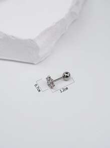 1入組素色不銹鋼簡約風和時尚聖誕雪花形狀耳釘適用於女士日常穿著 - 銀色 - 查看 5