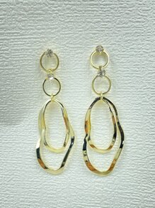 Cubic Zirconia Decor Drop Earrings - Yellow Gold - View 1