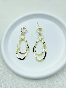 Cubic Zirconia Decor Drop Earrings - Yellow Gold - View 2