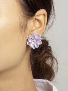 Flower Stud Earrings - Purple - View 2