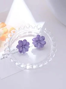Flower Stud Earrings - Purple - View 4