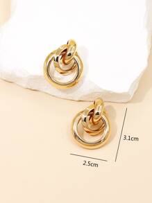 Circle Drop Earrings - Yellow Gold - View 4