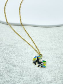 Horse Charm Necklace - Yellow Gold - View 3