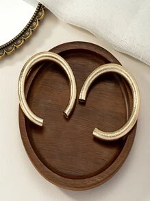 極簡風格耳釘 - 金黃色 - 查看 3