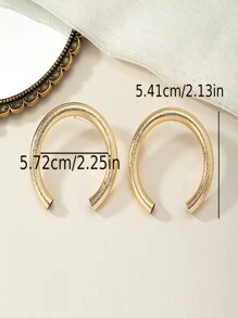 極簡風格耳釘 - 金黃色 - 查看 5