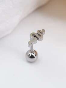 1 chiếc khuyên tai hình con rắn bằng thép không gỉ thời trang tối giản, thích hợp để đeo hàng ngày cho phụ nữ, có nhiều màu sắc - Bạc - Xem 1