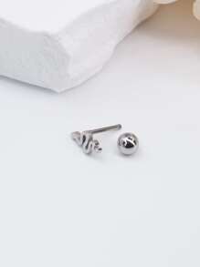 1 chiếc khuyên tai hình con rắn bằng thép không gỉ thời trang tối giản, thích hợp để đeo hàng ngày cho phụ nữ, có nhiều màu sắc - Bạc - Xem 3