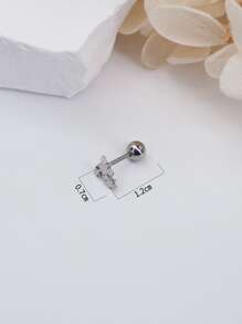 1 PC Chắc Chắn Thép Không Gỉ Màu Đen Hình Ngôi Sao Đơn Giản & Phong Cách Bông Tai Nữ Hàng Ngày - Bạc - Xem 5