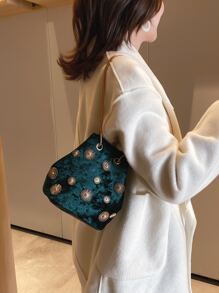 迷你金屬裝飾水桶包 - 綠色 - 查看 4