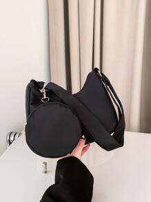 Túi đeo chéo màu trơn đa chức năng có thể điều chỉnh thời trang dành cho nữ - màu đen - Xem 7