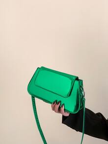 Neon Green Flap Bag - Green - View 1