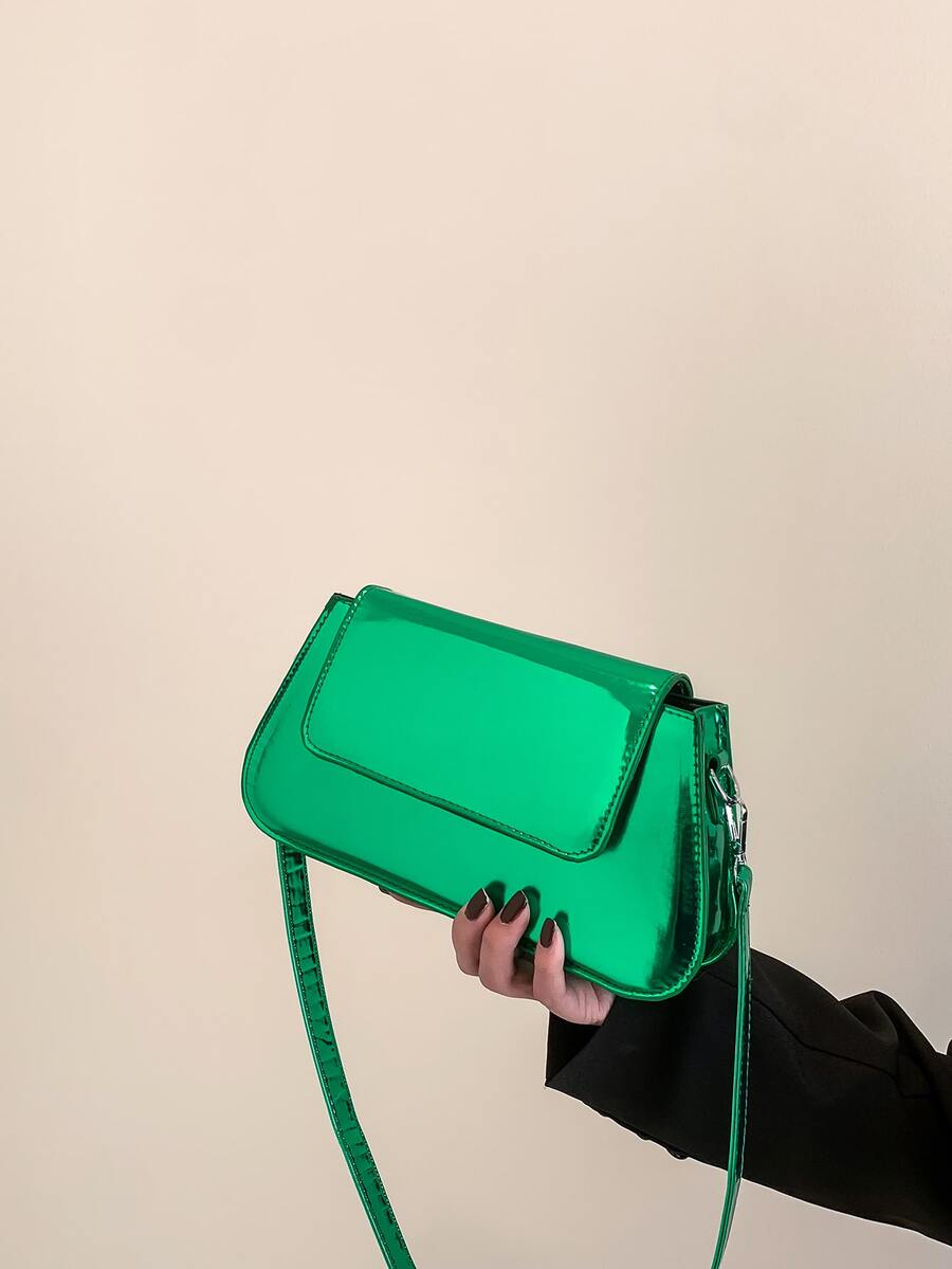 Neon Green Flap Bag - Green - View 1