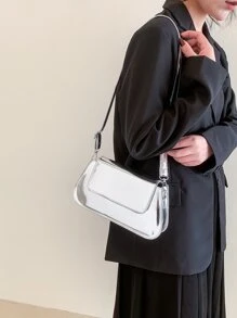 Metallic Flap Bag - Silver - View 3