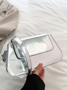 Metallic Flap Bag - Silver - View 4