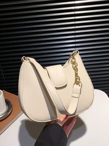 High-Grade Plain Fashionable Niche Design Shoulder Bag Underarm Bag New Style Versatile For Commuting - Beige - View 2