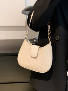High-Grade Plain Fashionable Niche Design Shoulder Bag Underarm Bag New Style Versatile For Commuting - Beige - View 3