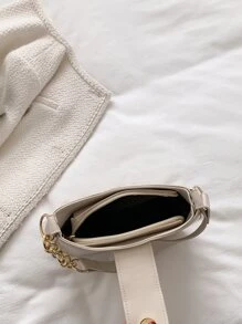 High-Grade Plain Fashionable Niche Design Shoulder Bag Underarm Bag New Style Versatile For Commuting - Beige - View 6