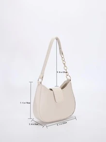 High-Grade Plain Fashionable Niche Design Shoulder Bag Underarm Bag New Style Versatile For Commuting - Beige - View 7