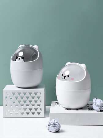 1入組卡通熊設計隨機桌面垃圾桶