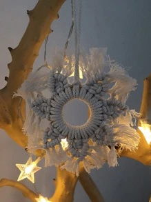 1 pieza estilo nórdico hecho a mano tejido pentagrama colgante - Blanco - Ver 2