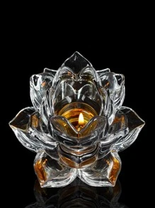 1pc Clear Lotus Shaped Candle Holder - Clear - View 1
