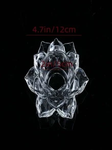 1pc Clear Lotus Shaped Candle Holder - Clear - View 2