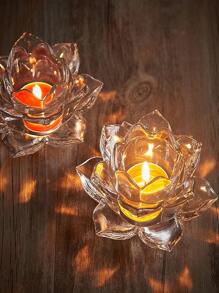 1pc Clear Lotus Shaped Candle Holder - Clear - View 5