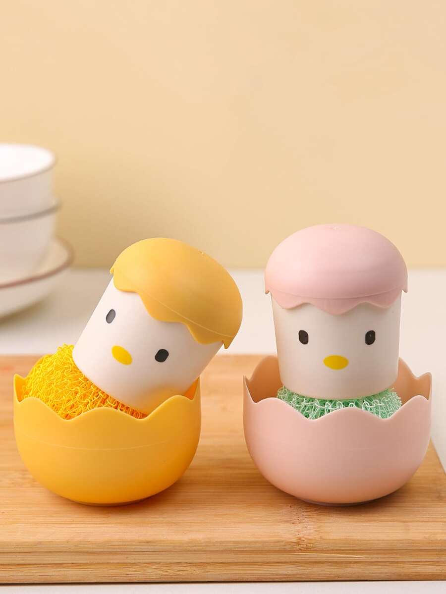 1pc Cartoon Design Random Pot Cleaning Brush - Multicolor - View 1